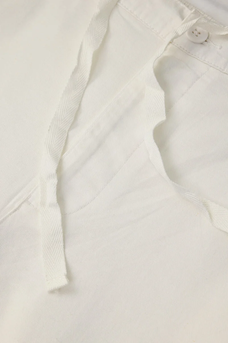 SNITCH White Linen Blend Relaxed Fit Trousers for Men | Best Price UAE